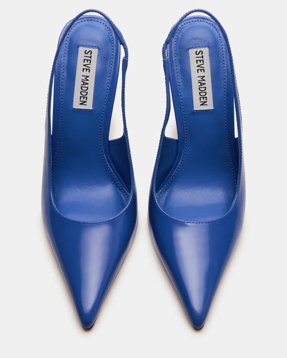 REYES Blue Leather Slingback Stiletto Pointed-Toe Pump Women's Heel Steve Madden BLUE LEATHER