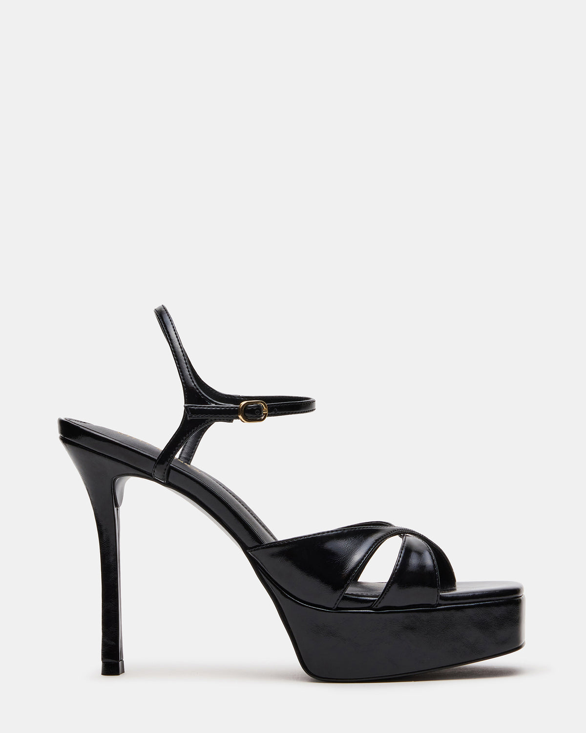 SCARLET Black Square-Toe Strappy Platform Women's Heel Steve Madden BLACK