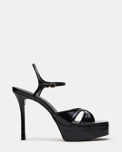 SCARLET Black Square-Toe Strappy Platform Women's Heel Steve Madden BLACK
