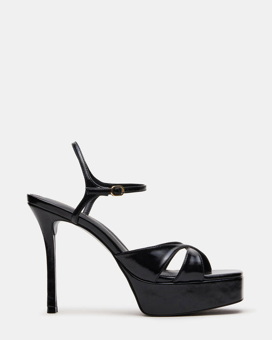 SCARLET Black Square-Toe Strappy Platform Women's Heel Steve Madden BLACK