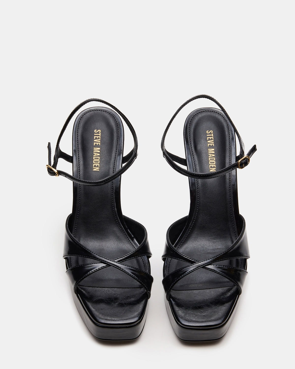 SCARLET Black Square-Toe Strappy Platform Women's Heel Steve Madden BLACK