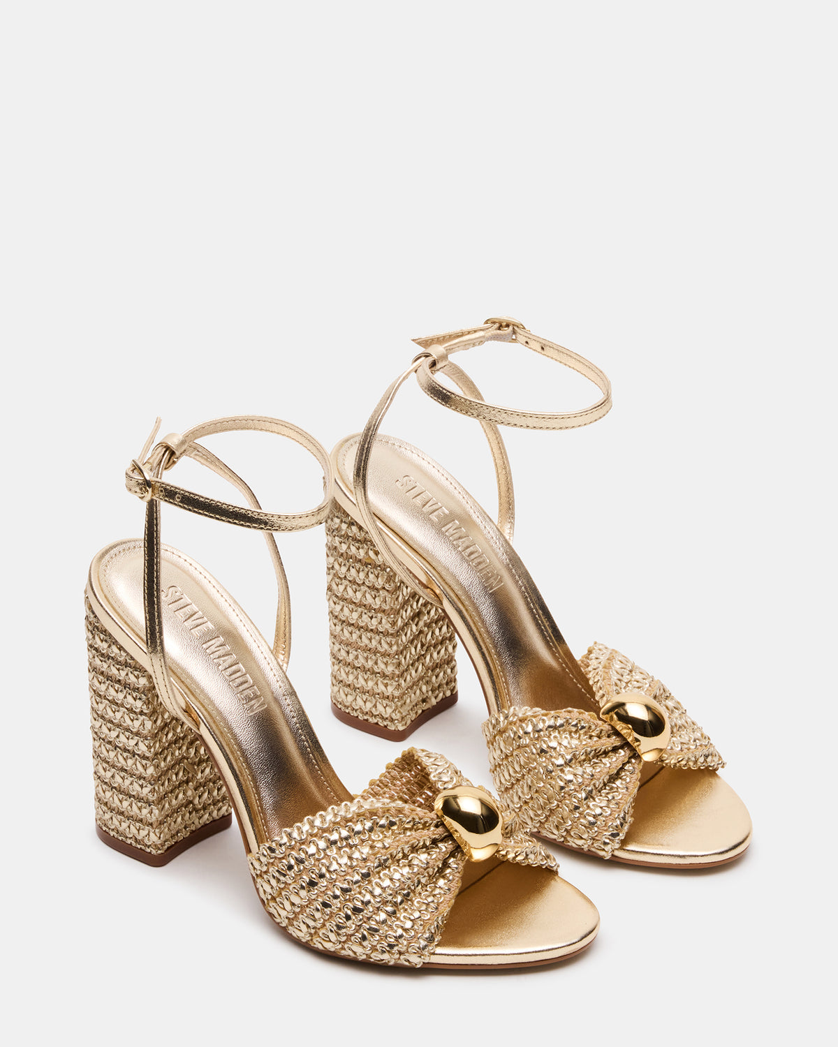 CHEYLA Gold Raffia Women's Block Heels Steve Madden GOLD
