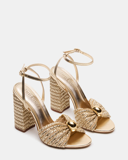 CHEYLA Gold Raffia Women's Block Heels Steve Madden GOLD