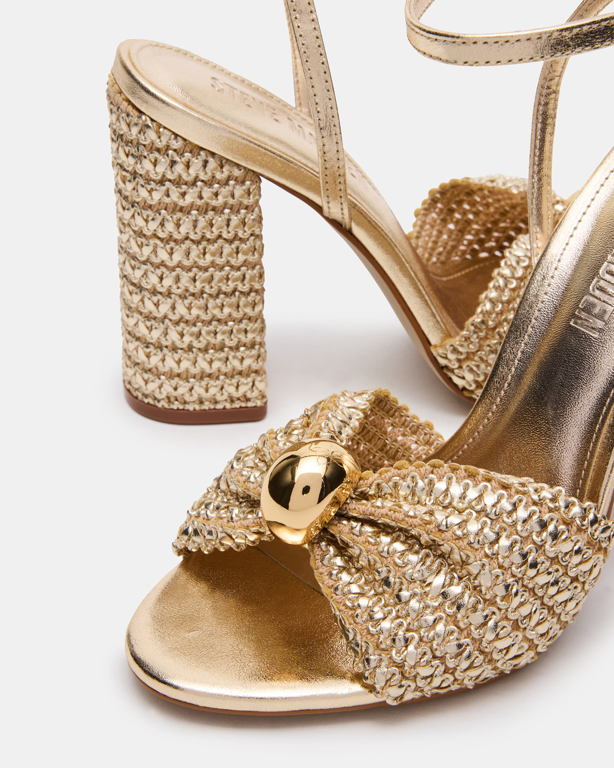 CHEYLA Gold Raffia Women's Block Heels Steve Madden GOLD