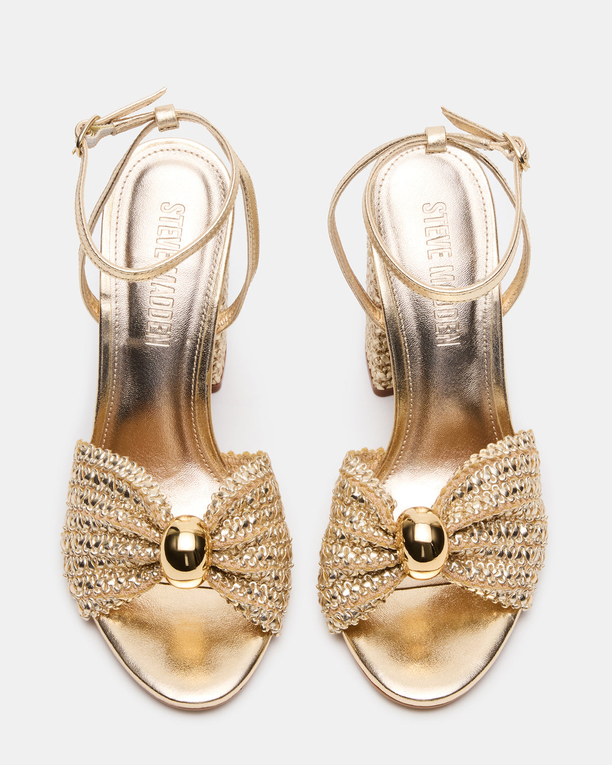 CHEYLA Gold Raffia Women's Block Heels Steve Madden GOLD