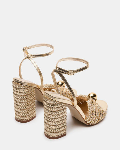 CHEYLA Gold Raffia Women's Block Heels Steve Madden GOLD
