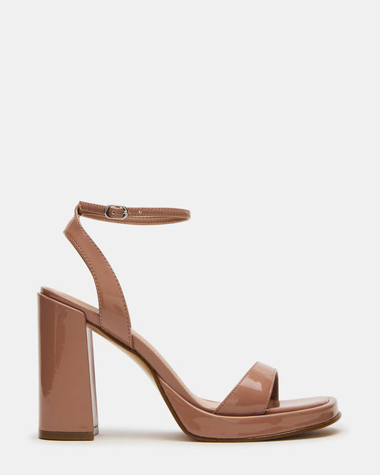 SULLIVAN Blush Patent Square-Toe Strappy Heel | Women's Heels