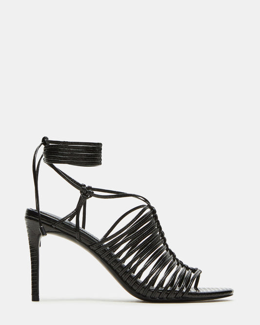 BRISTOWE Black Strappy Stiletto Heel | Women's Heels