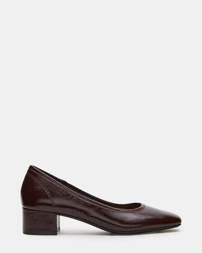 MOLLIE Espresso Patent Ballet Block Heels Steve Madden ESPRESSO PATENT