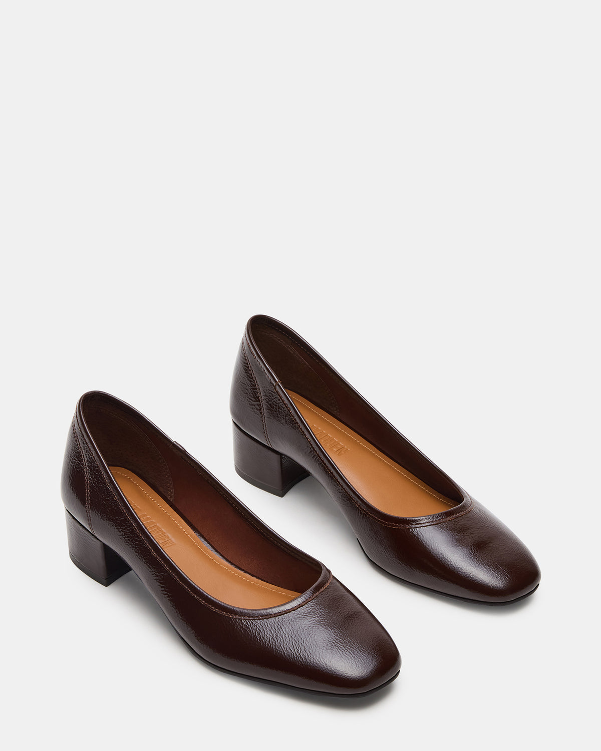 MOLLIE Espresso Patent Ballet Block Heels Steve Madden ESPRESSO PATENT