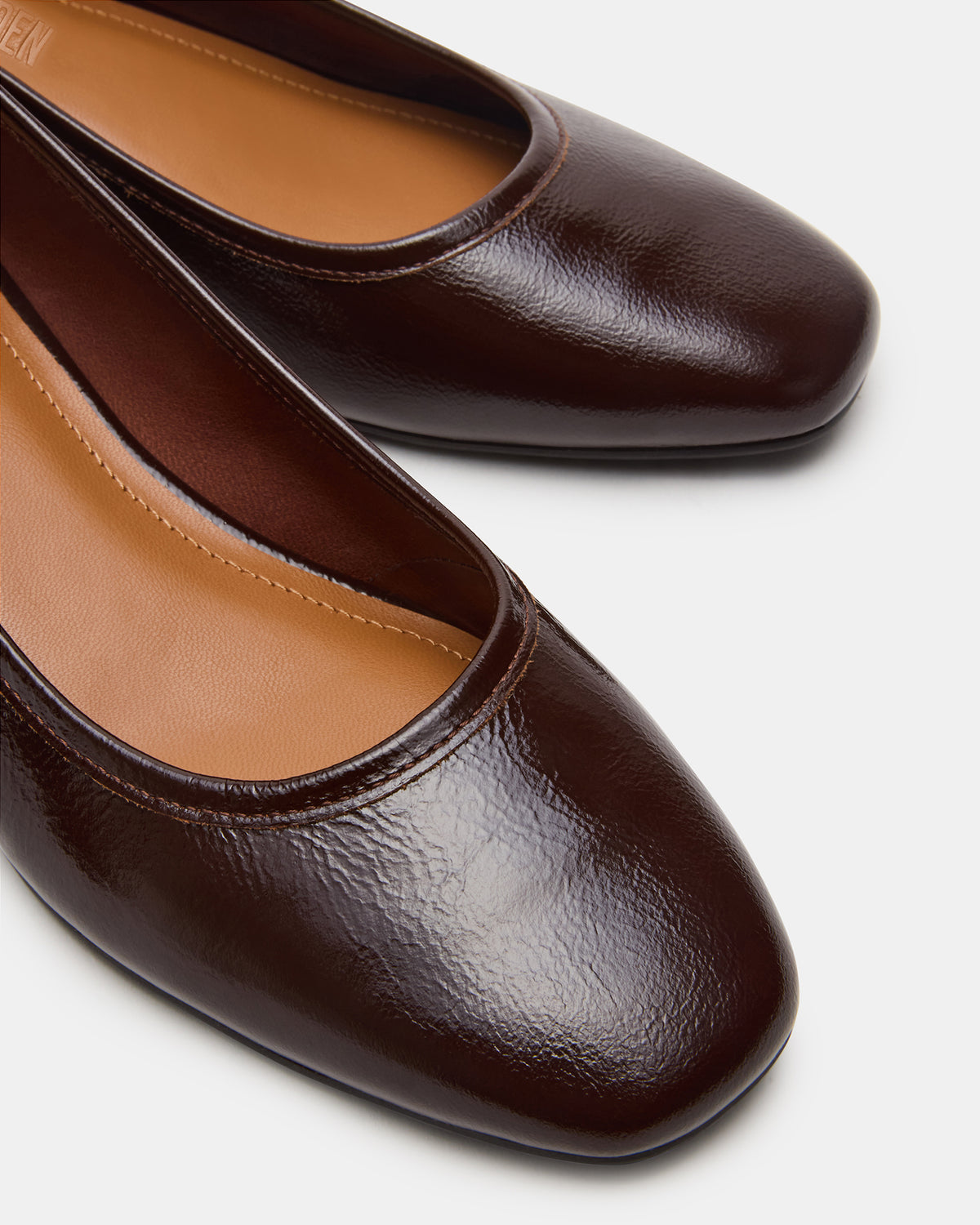MOLLIE Espresso Patent Ballet Block Heels Steve Madden ESPRESSO PATENT