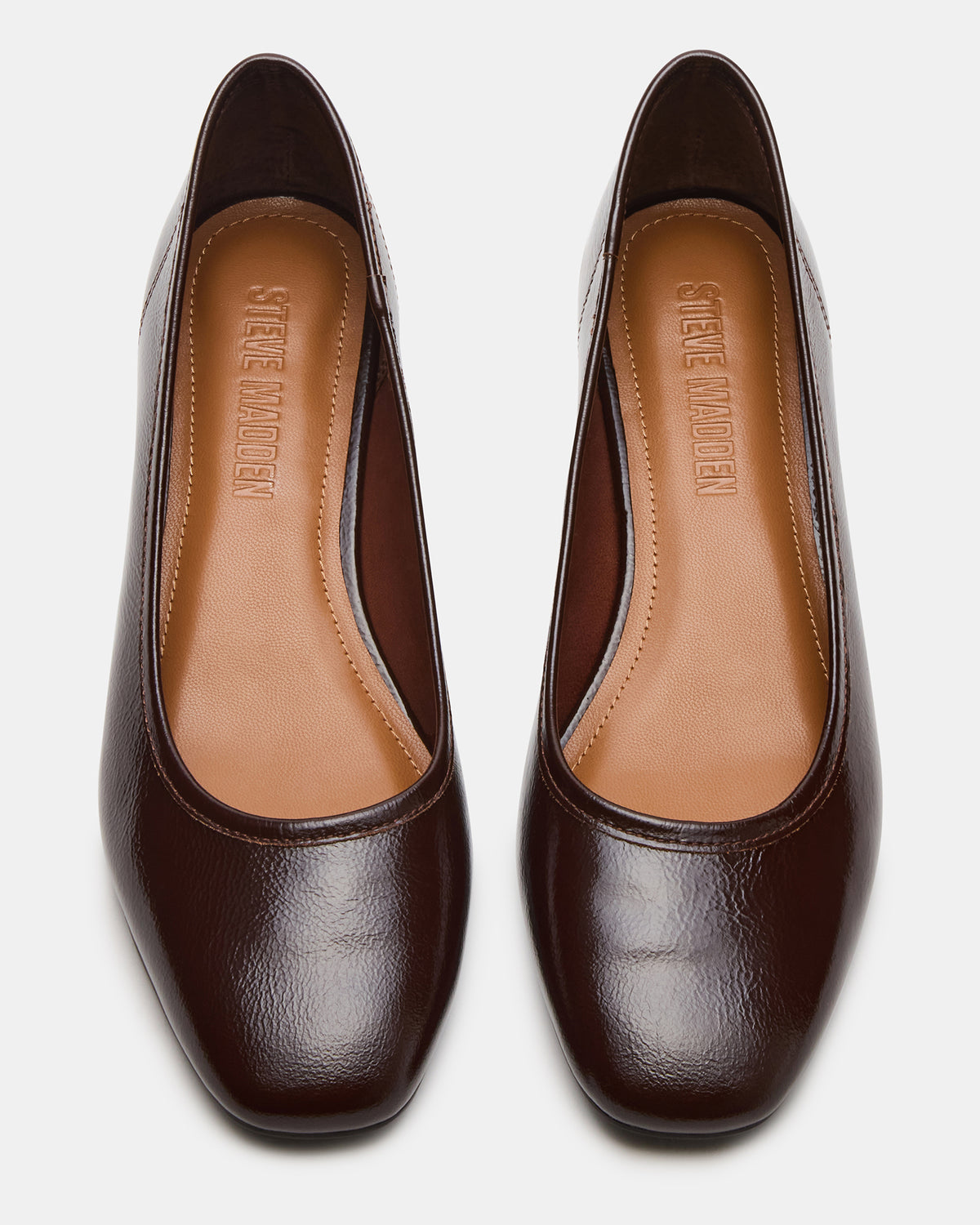MOLLIE Espresso Patent Ballet Block Heels Steve Madden ESPRESSO PATENT