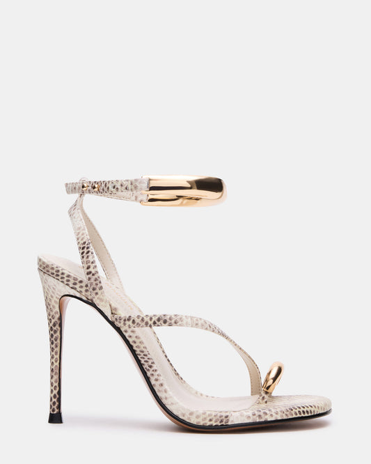 TIA Beige Snake Open-Toe Stiletto Women's Heel