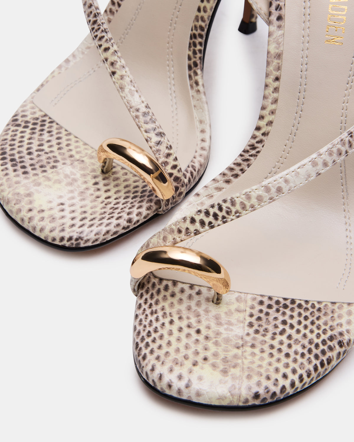 TIA Beige Snake Open-Toe Stiletto Women's Heel Steve Madden BEIGE SNAKE