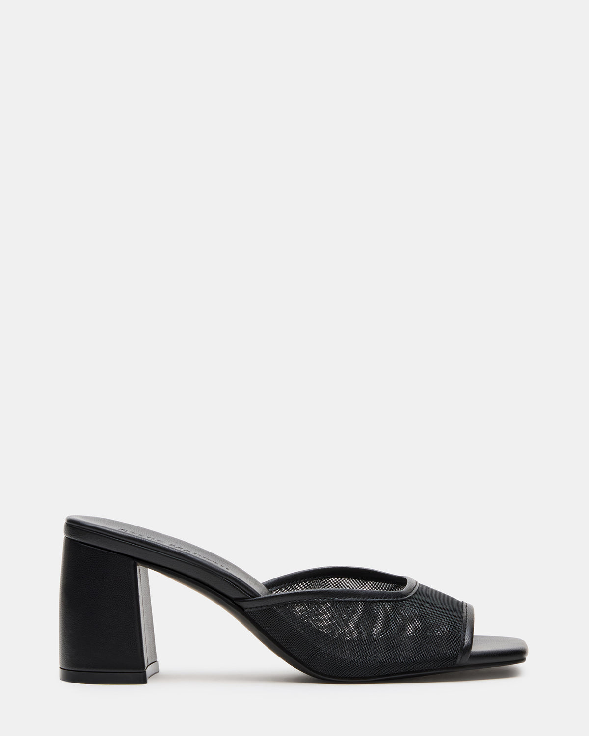MADAME Black Square-Toe Mesh Mule Women's Heel Steve Madden BLACK