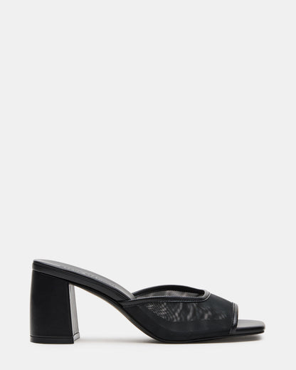 MADAME Black Square-Toe Mesh Mule Women's Heel Steve Madden BLACK