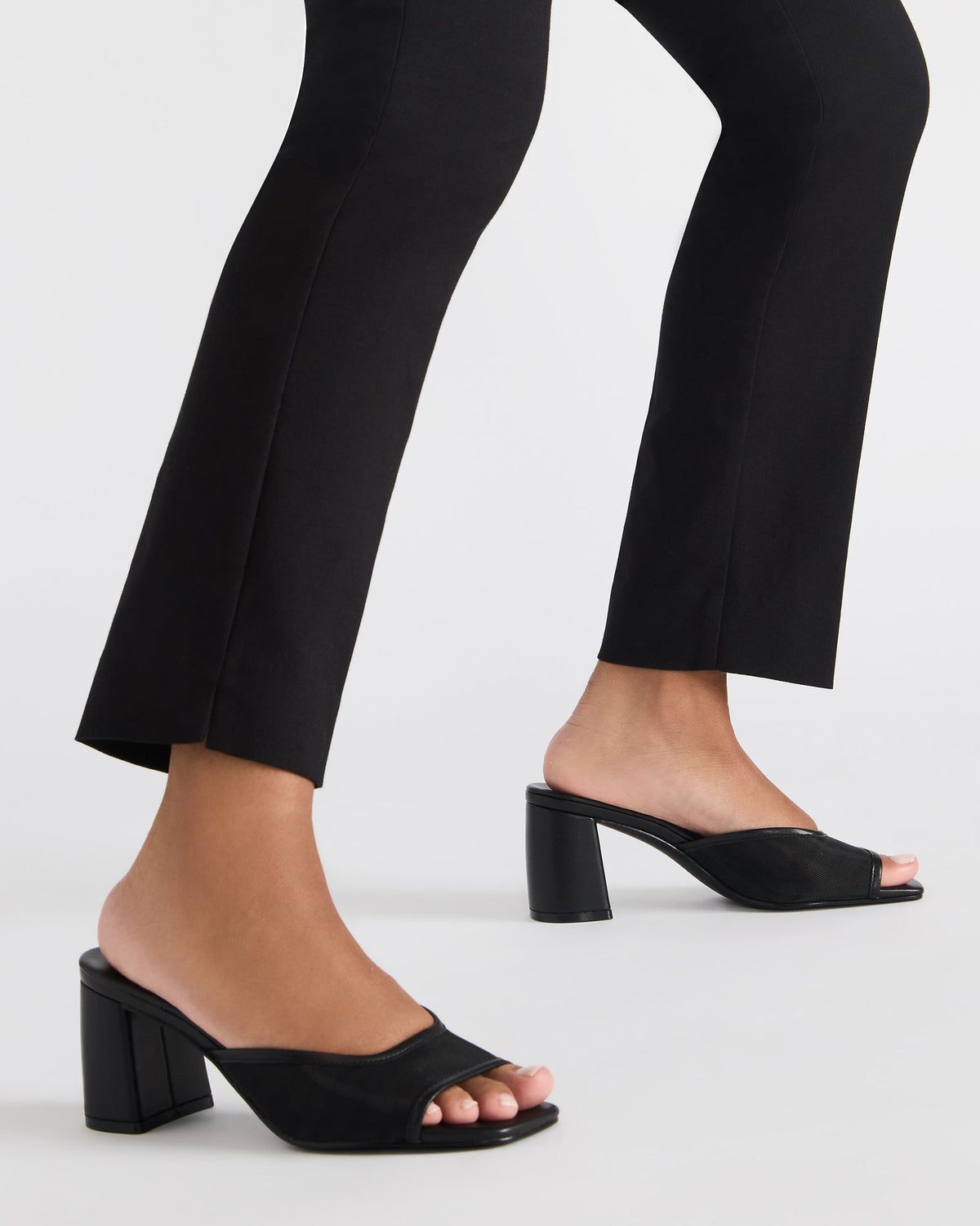 MADAME Black Square-Toe Mesh Mule Women's Heel Steve Madden BLACK