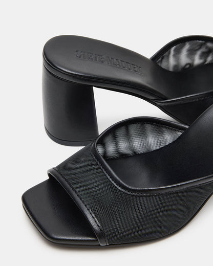 MADAME Black Square-Toe Mesh Mule Women's Heel Steve Madden BLACK