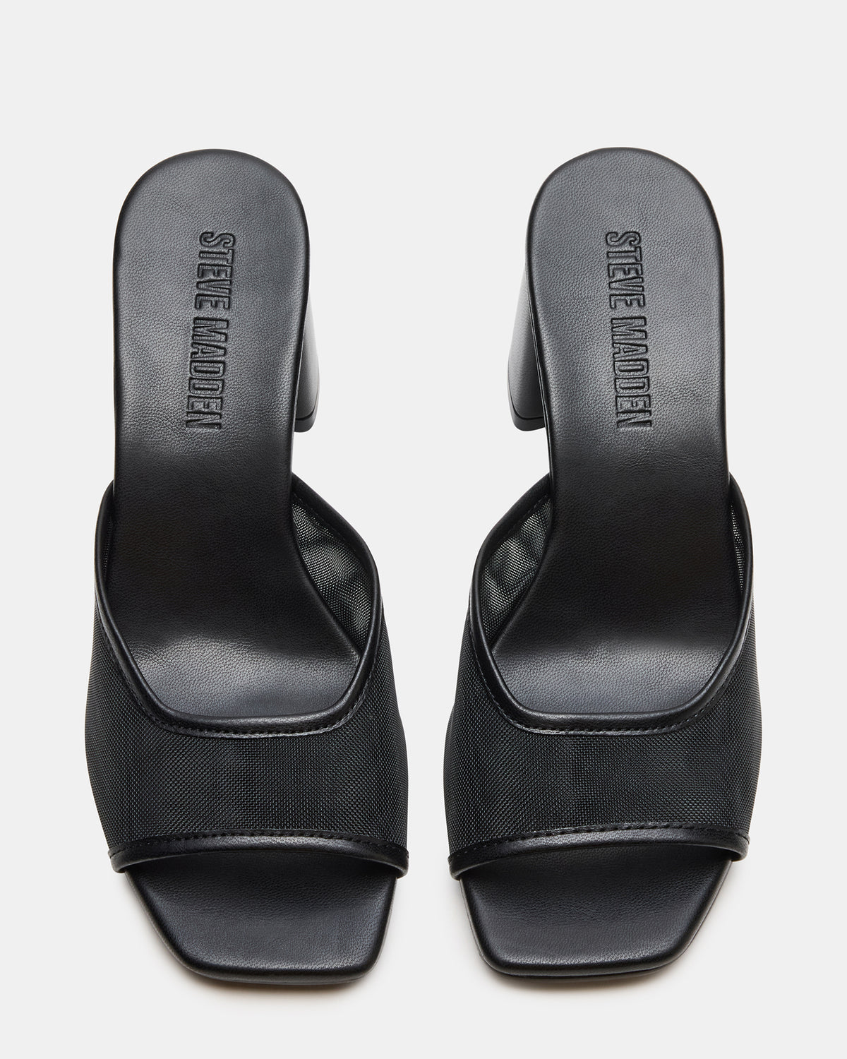 MADAME Black Square-Toe Mesh Mule Women's Heel Steve Madden BLACK