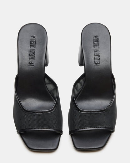 MADAME Black Square-Toe Mesh Mule Women's Heel Steve Madden BLACK