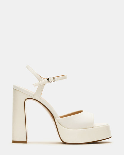 LINADRA Ivory Satin Women's Platform Square-Toe Strappy Heel Steve Madden IVORY SATIN