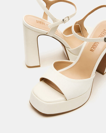 LINADRA Ivory Satin Women's Platform Square-Toe Strappy Heel Steve Madden IVORY SATIN