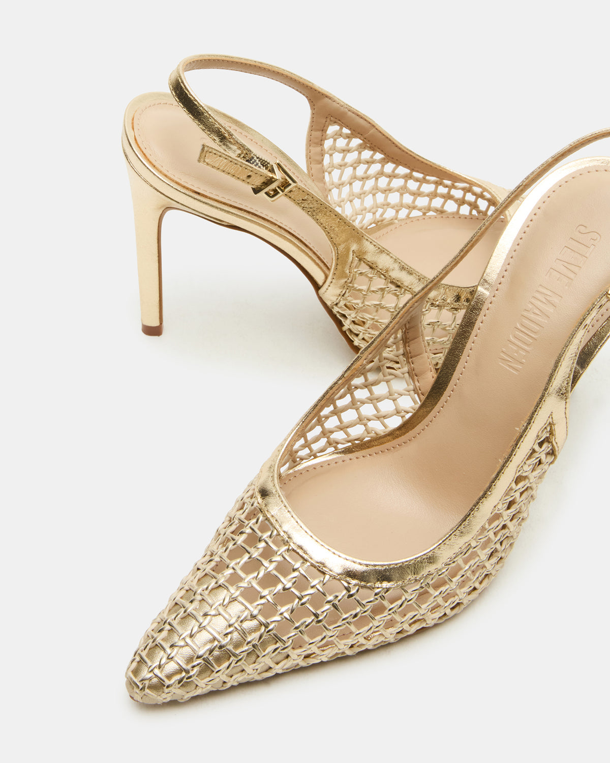 REYES Woven Gold Slingback Stiletto Pointed-Toe Pump Women's Heel Steve Madden GOLD