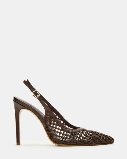 REYES Woven Brown Slingback Stiletto Pointed-Toe Pump Women's Heel Steve Madden BROWN