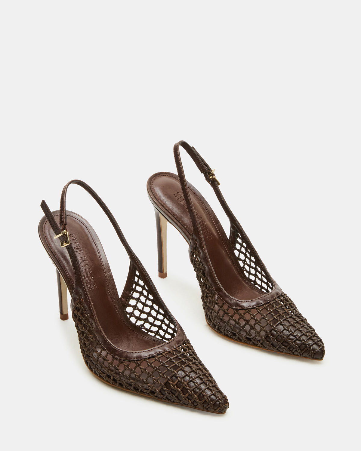REYES Woven Brown Slingback Stiletto Pointed-Toe Pump Women's Heel Steve Madden BROWN