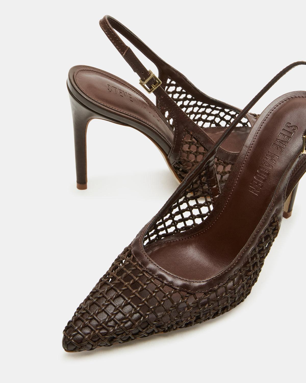 REYES Woven Brown Slingback Stiletto Pointed-Toe Pump Women's Heel Steve Madden BROWN