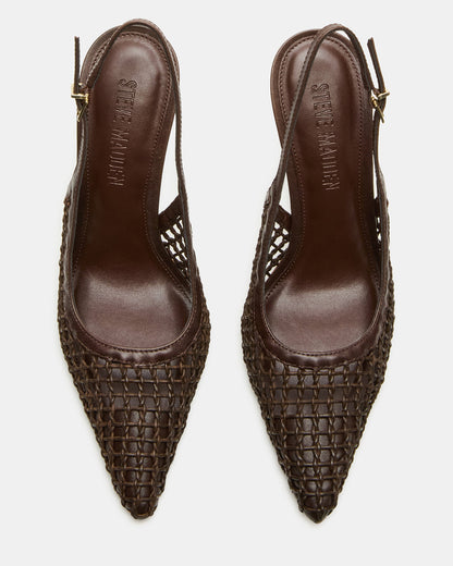 REYES Woven Brown Slingback Stiletto Pointed-Toe Pump Women's Heel Steve Madden BROWN