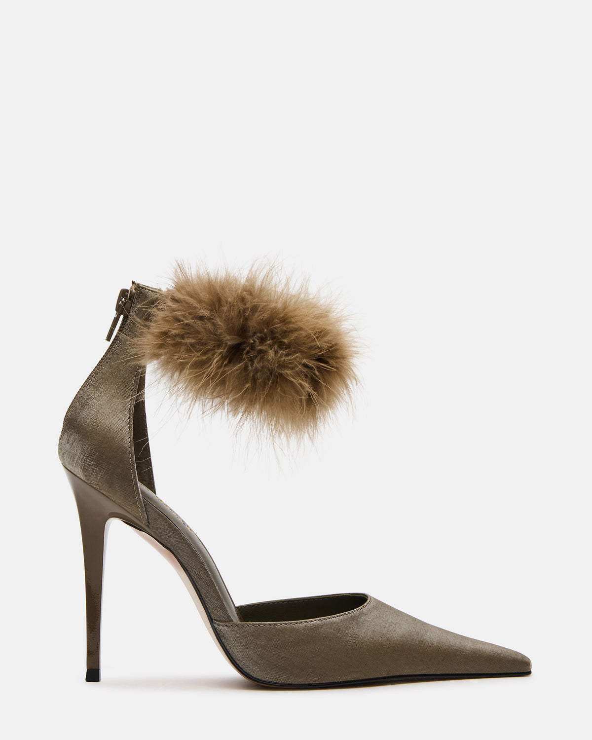 ELUSIVE Olive Satin Pointed-Toe Stiletto Pump Women's Heel Steve Madden OLIVE SATIN