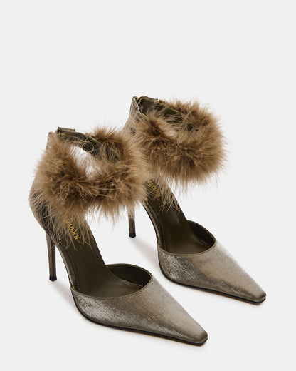 ELUSIVE Olive Satin Pointed-Toe Stiletto Pump Women's Heel Steve Madden OLIVE SATIN