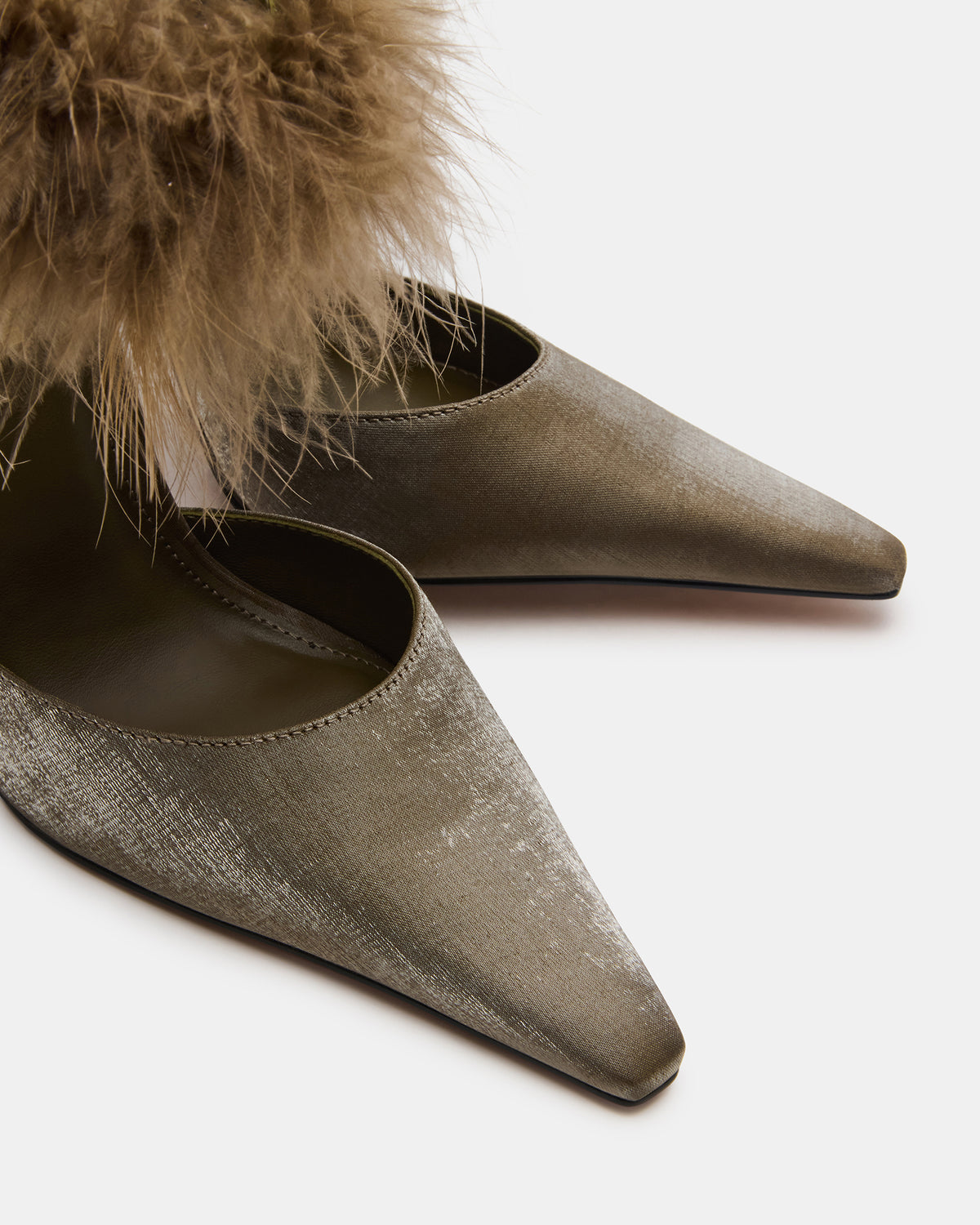 ELUSIVE Olive Satin Pointed-Toe Stiletto Pump Women's Heel Steve Madden OLIVE SATIN