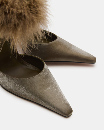ELUSIVE Olive Satin Pointed-Toe Stiletto Pump Women's Heel Steve Madden OLIVE SATIN
