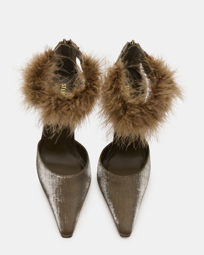 ELUSIVE Olive Satin Pointed-Toe Stiletto Pump Women's Heel Steve Madden OLIVE SATIN