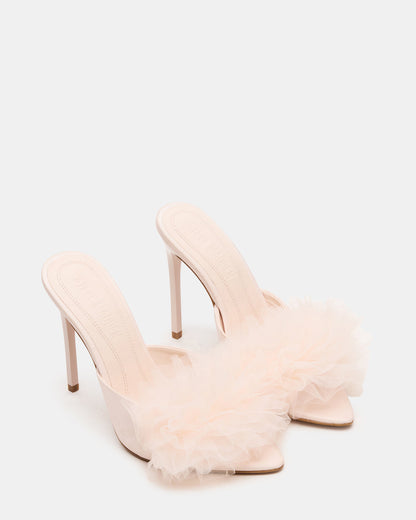 AFFINITY Tulle Light Pink Pointed-Toe Stiletto Mule Women's Heel Steve Madden LIGHT PINK