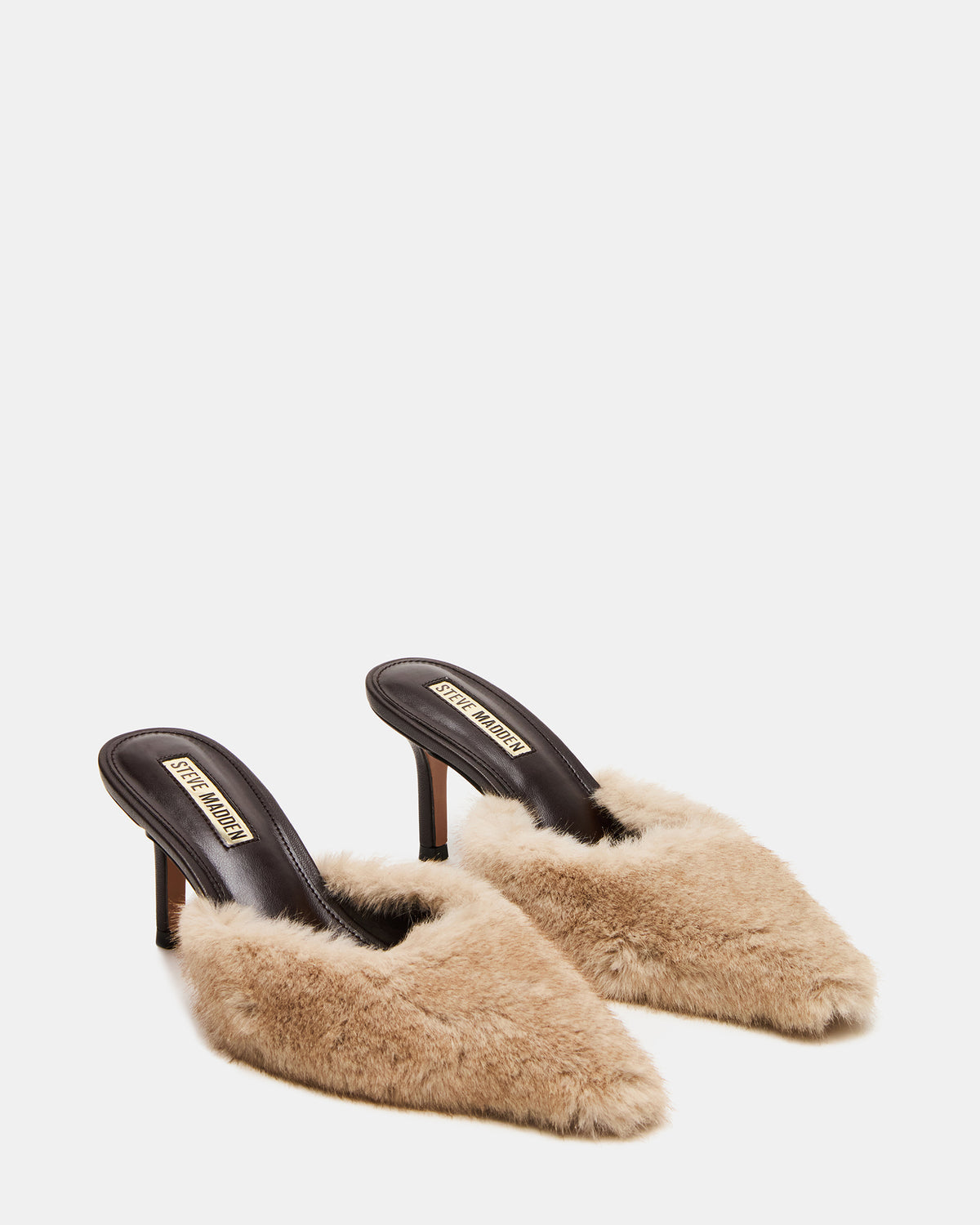 ALEXI Faux Fur Tan Pointed-Toe Mule Women's Heel Steve Madden TAN