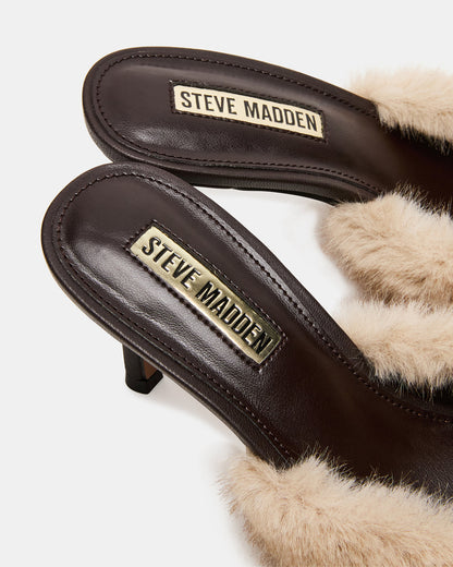ALEXI Faux Fur Tan Pointed-Toe Mule Women's Heel Steve Madden TAN
