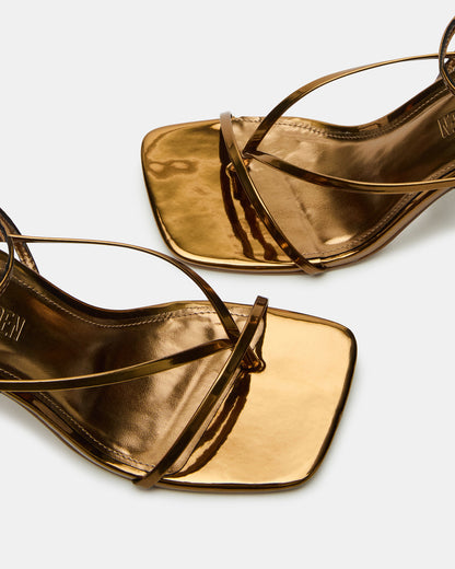 ANNIE Bronze Women's Strappy Square Toe Heel Steve Madden BRONZE