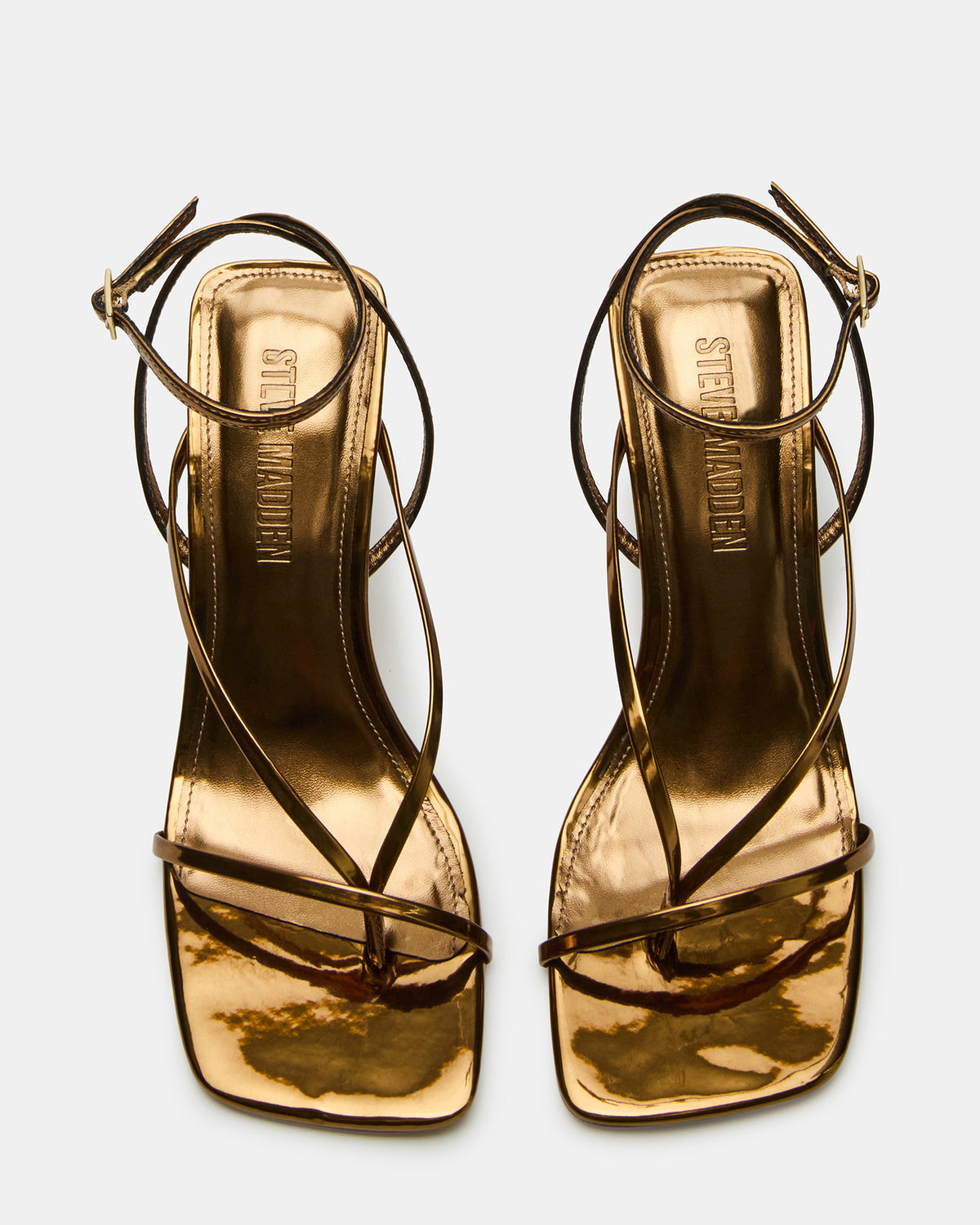 ANNIE Bronze Women's Strappy Square Toe Heel Steve Madden BRONZE