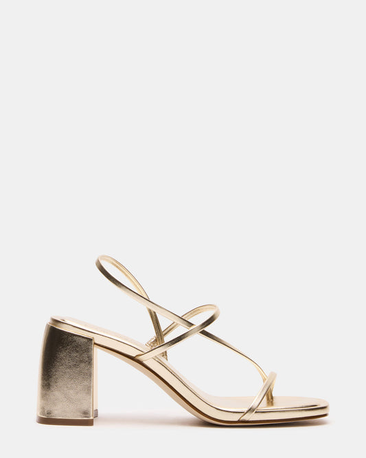 DIORA Gold Women's Strappy Square-Toe Heel Steve Madden GOLD