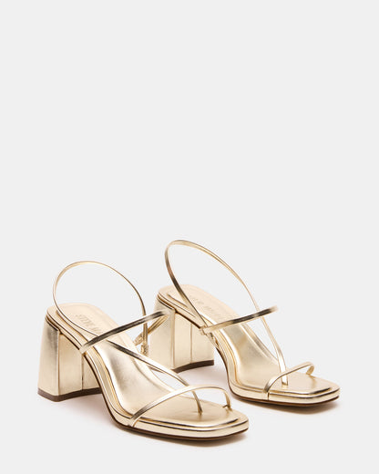 DIORA Gold Women's Strappy Square-Toe Heel Steve Madden GOLD