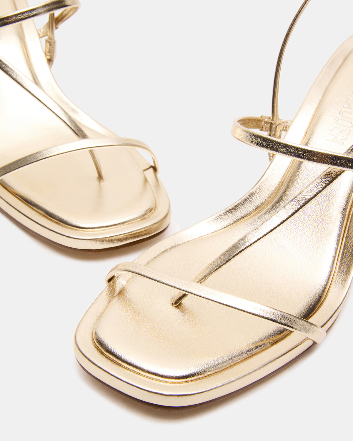 DIORA Gold Women's Strappy Square-Toe Heel Steve Madden GOLD
