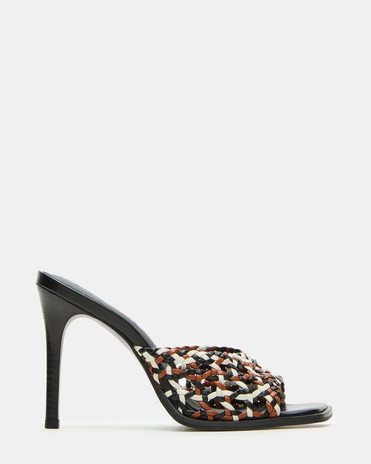 TIKKI Brown Multi Square-Toe Mule Stiletto Women's Heel Steve Madden BROWN MULTI