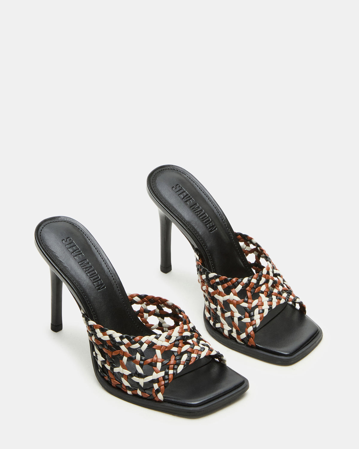 TIKKI Brown Multi Square-Toe Mule Stiletto Women's Heel Steve Madden BROWN MULTI