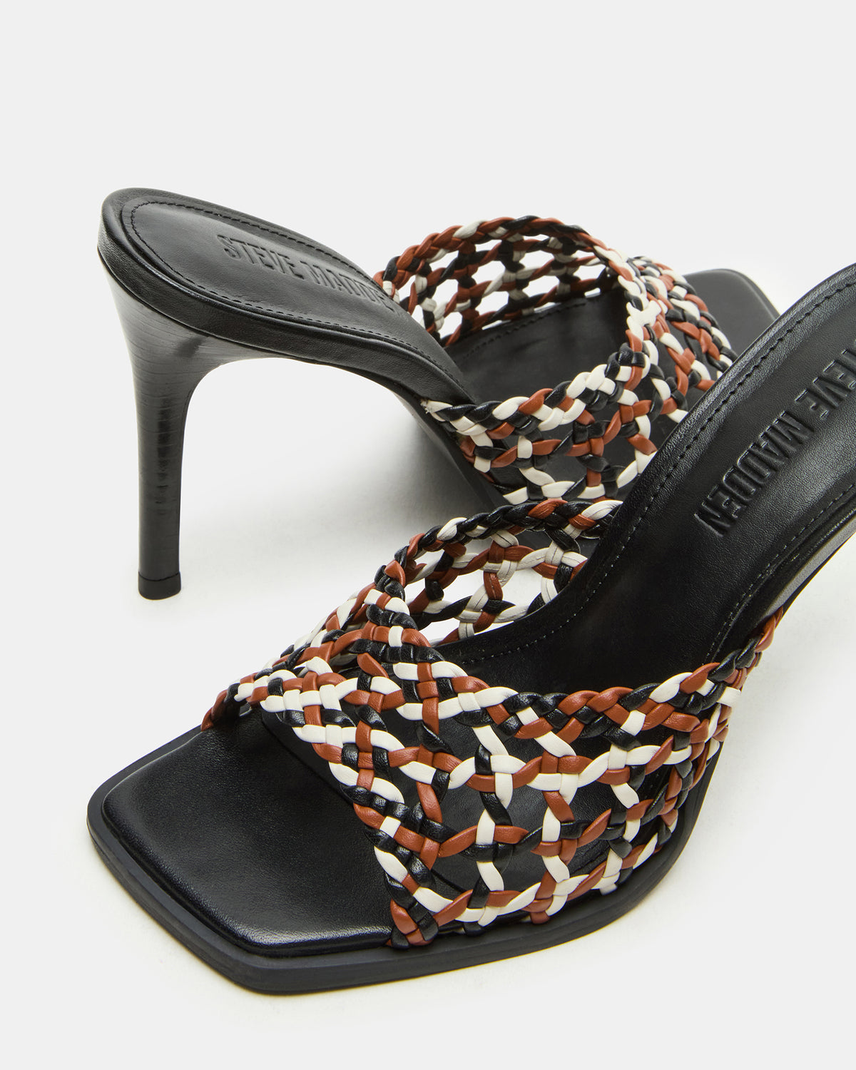 TIKKI Brown Multi Square-Toe Mule Stiletto Women's Heel Steve Madden BROWN MULTI