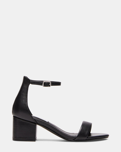IRENEE Black Leather Women's 2 Inch Block Heel Steve Madden BLACK LEATHER