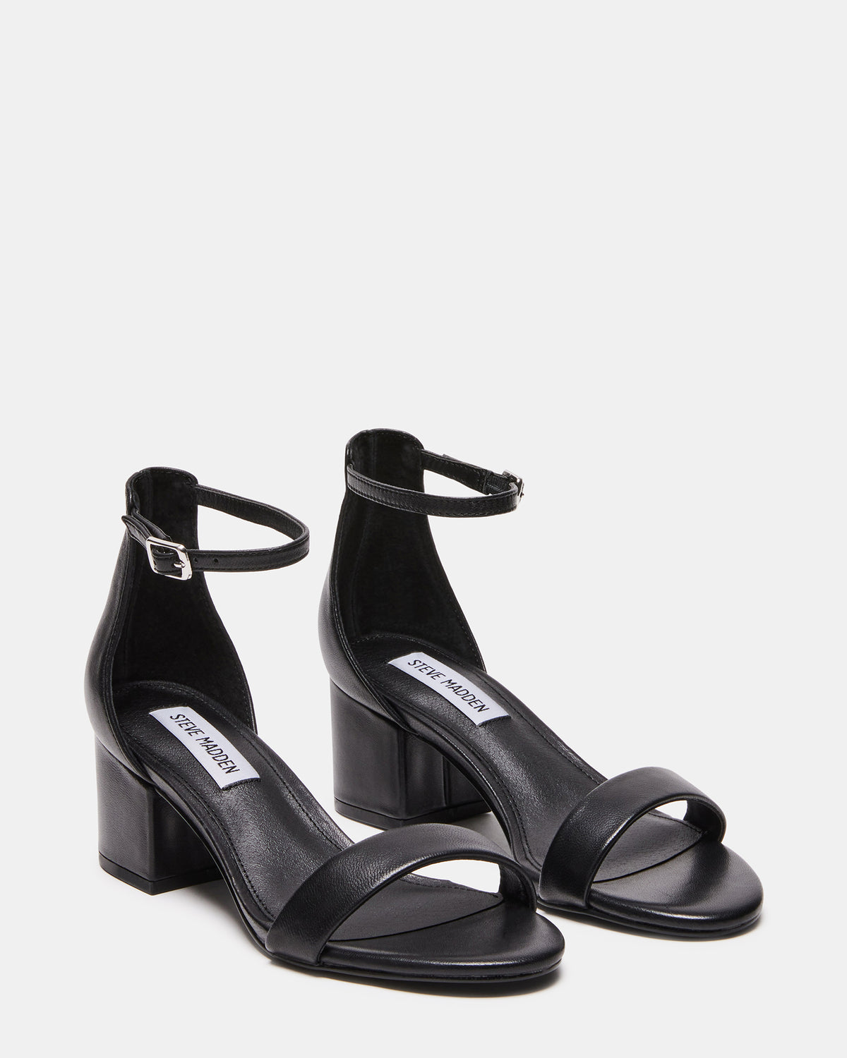 IRENEE Black Leather Women's 2 Inch Block Heel Steve Madden BLACK LEATHER