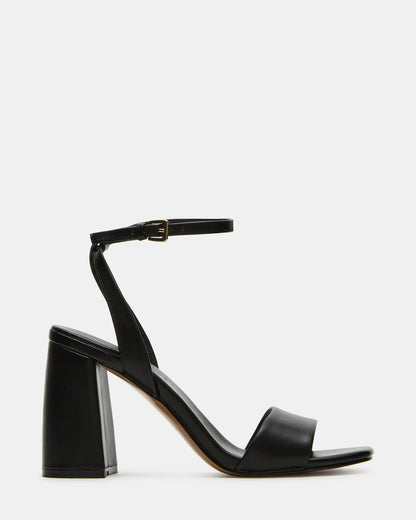 MESSA Black Leather Women's Square-Toe Block Heel Steve Madden BLACK LEATHER